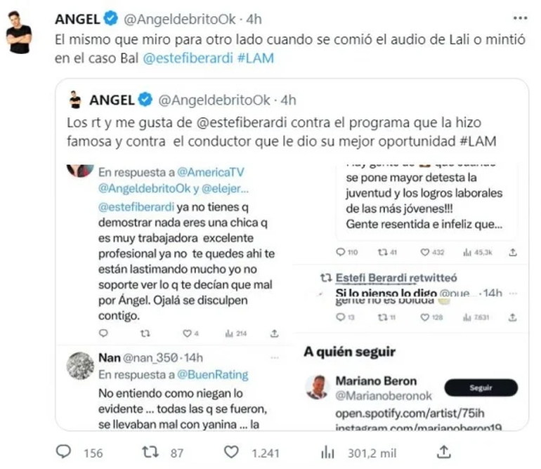 Maltrato en LAM los detalles de la pelea de Ángel de Brito y Estefi