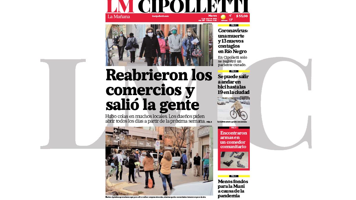 La edición impresa de LM Cipolletti de hoy