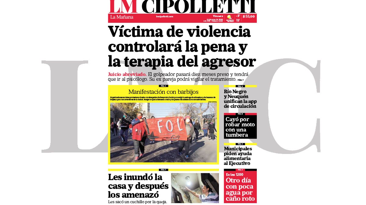 La edición impresa de LM Cipolletti de hoy