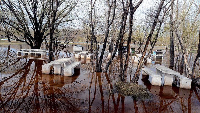 La crecida del río Limay y el Paseo de la Costa en 13 fotos