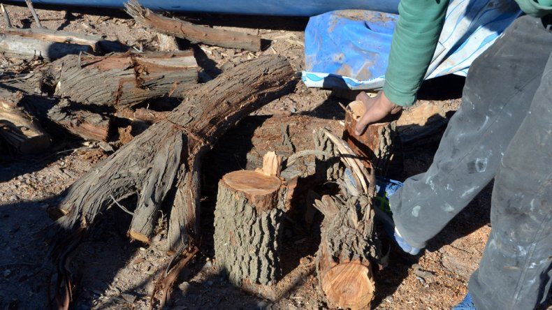 Los troncos son la única fuente de calor para algunas familias.
