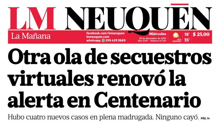 La tapa del 20 de diciembre mostraba cuatro intentos en una noche.