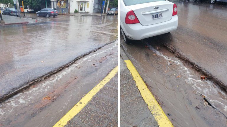 Calle Salta al 206, ayer tras las precipitaciones que cayeron en la ciudad.