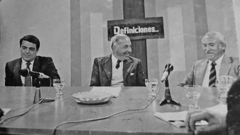 Oscar Massei, Felipe Sapag y Armando Vidal, durante un debate de candidatos en Canal 7 (Gentileza Bernardo Guerra)