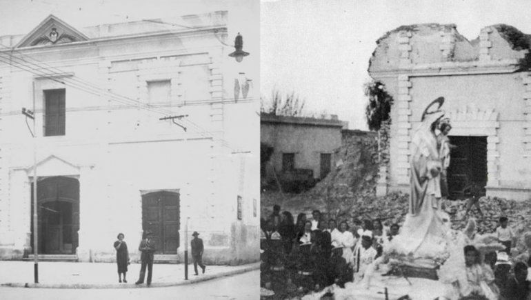 La Iglesia La Merced, antes y después del terremoto.