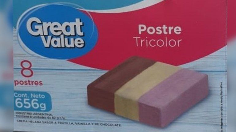 La ANMAT retiró del mercado el postre helado tricolor Great Value por la presencia de una bacteria.
