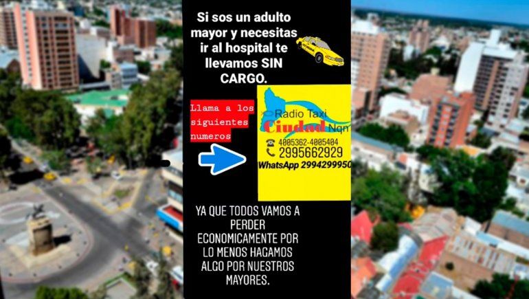 Taxis ofrecen llevar gratis a abuelos.