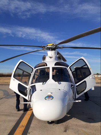 El helicóptero que transportará a Alberto Fernández desde Bariloche a Villa La Angostura.