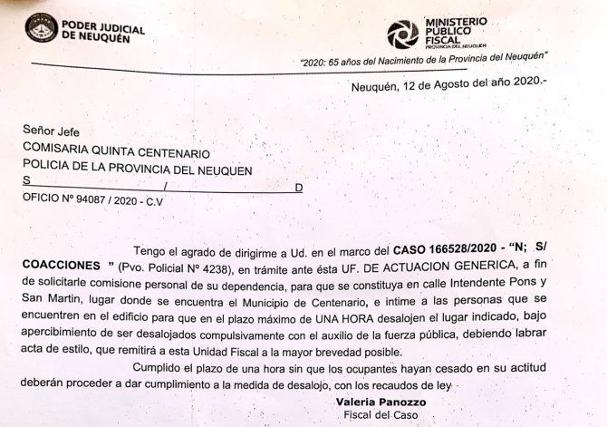 La orden de desalojo.