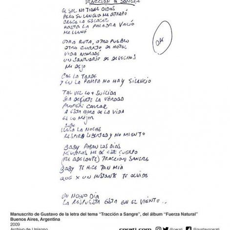El manuscrito fue publicado por la familia de Gustavo Cerati.