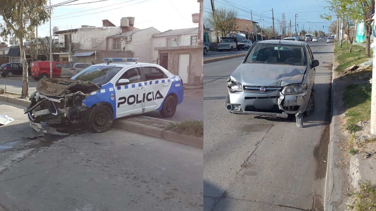Un patrullero ocasionó un choque que terminó con un auto adentro de un dúplex