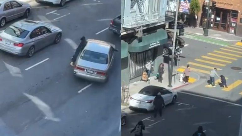 Viral en Twitter: arrastraron a una mujer desde un auto después de robarla