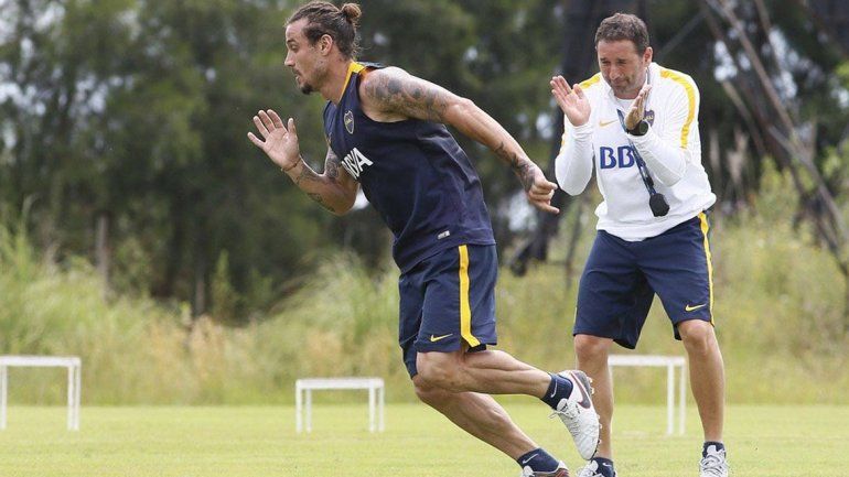 En el día libre de Boca, Osvaldo entrenó solo para ponerse a punto