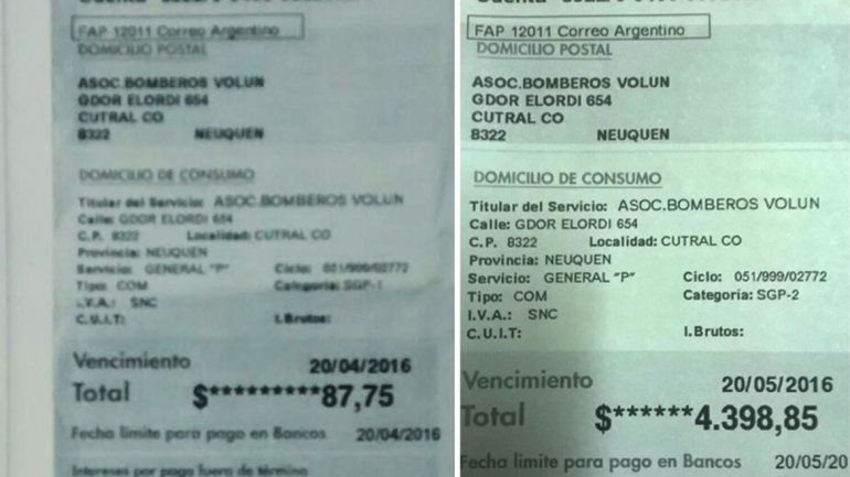 Las facturas de los meses de marzo y abril de este año.