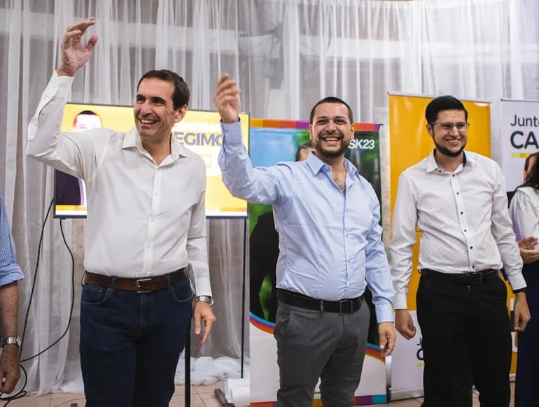 Pablo Cervi junto a Sebastián Krapp, candidato a intendente por JxC en Centenario.