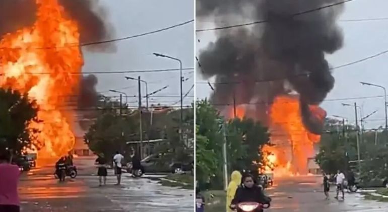 La policía indicó que las volaron las garrafas por el aire hasta cinco cuadras del lugar.