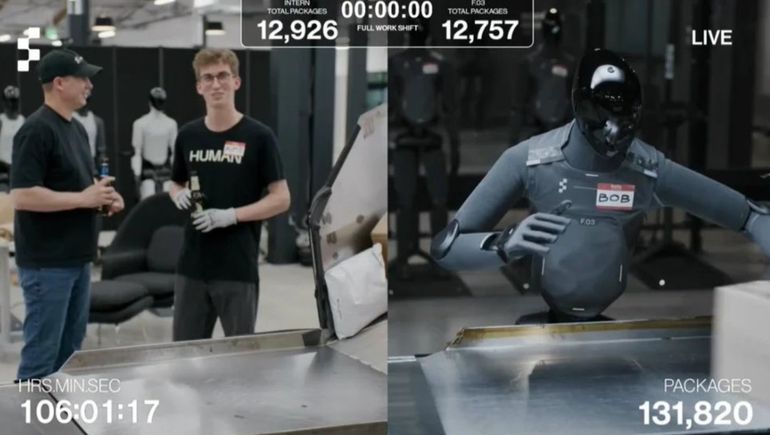 El desafío enfrentó a un empleado con el robot Figure 03 en una tarea de logística industrial