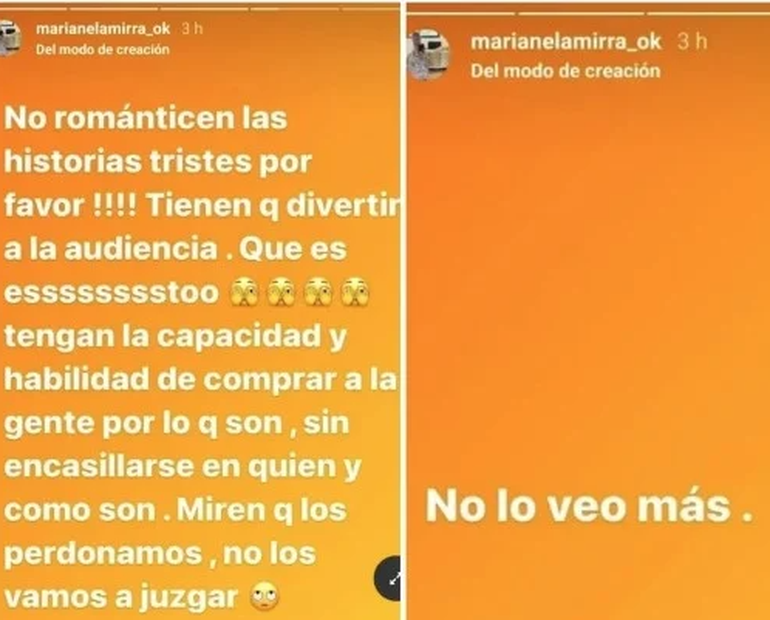 Marianela Mirra, ganadora de Gran Hermano edición 2007, considera que la versión actual no merece ser mirada por ella.