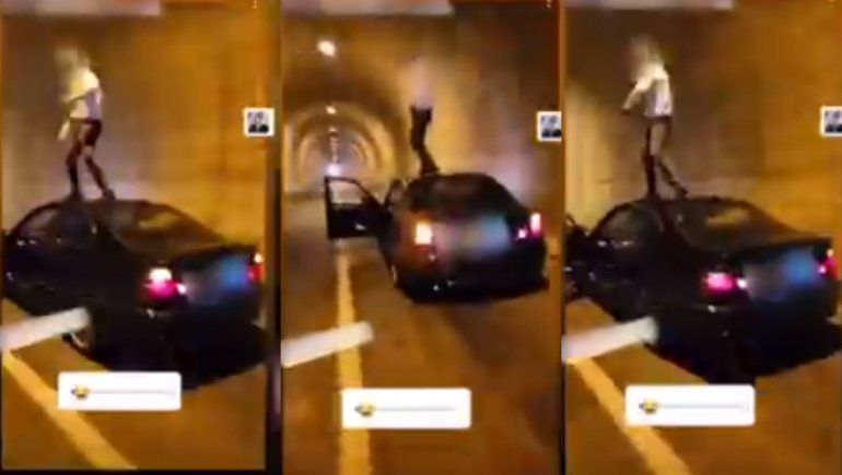Twitter: bailó en el techo de su auto en movimiento para hacerse viral