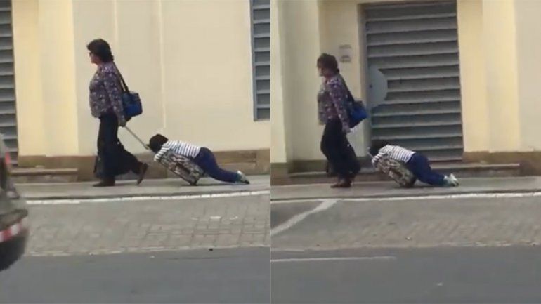 Llevó arrastrando a su hijo a la escuela y se convirtió en viral