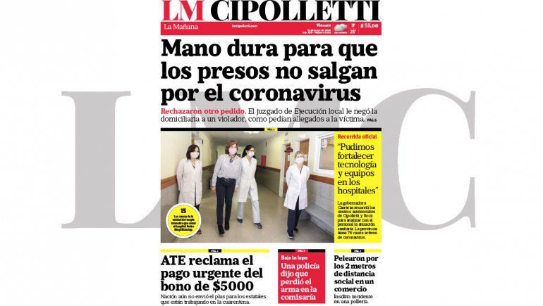 La edición impresa de LM Cipolletti de hoy
