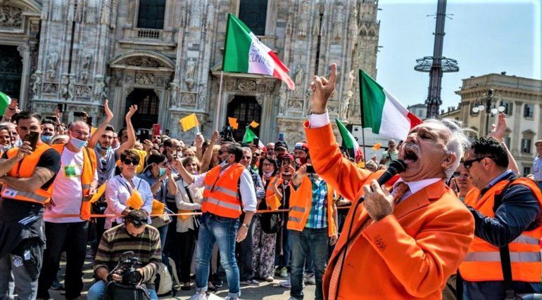 La extrema derecha de Italia se manifestó contra la cuarentena