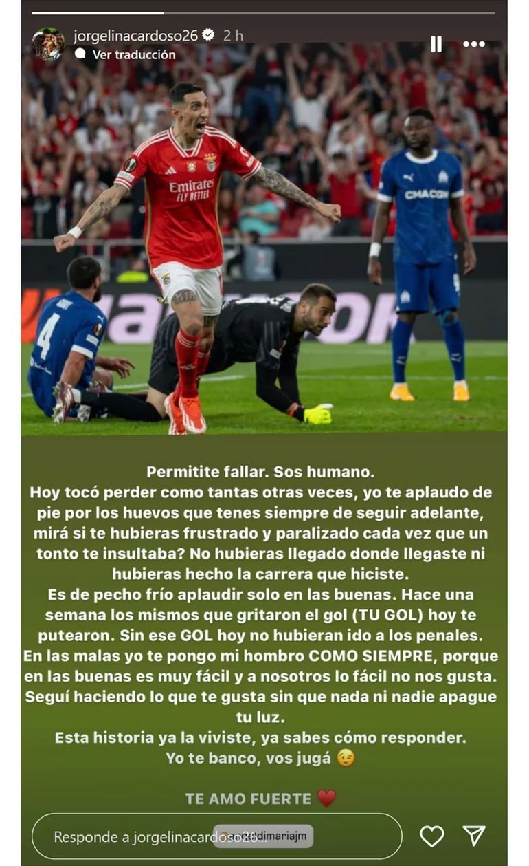 El mensaje de Jorgelina Cardoso El mensaje de Jorgelina Cardoso