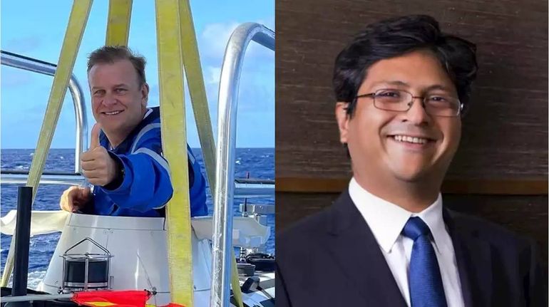 El explorador británico Hamish Harding y el empresario paquistaní Shazada Dawood están a bordo del submarino pérdido en el Atlántico. El explorador británico Hamish Harding y el empresario paquistaní Shazada Dawood están a bordo del submarino pérdido en el Atlántico.