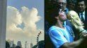 Maradona y la Copa del mundo. En la otra imagen, las nubes.