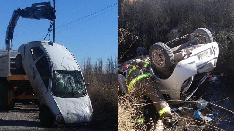 Por esquivar un animal, una maestra terminó en un desagüe y se salvó de milagro