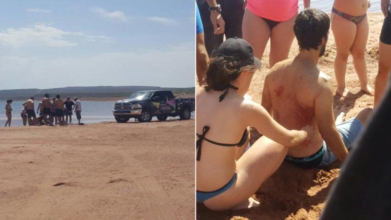 Una pareja caminaba por la playa y fue atropellada por una camioneta