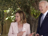 La premier italiana, Georgia Meloni, con el presidente estadounidense, Joe Biden.