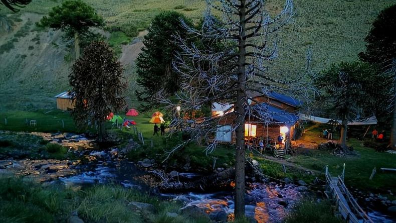 El refugio rodeado de araucarias donde se desarrolla la propuesta de voluntariado en Lonquimay, en la Patagonia. (Foto: Worldpackers).