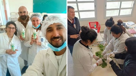 El equipo de científicos muestra el resultado de su desarrollo.&nbsp;