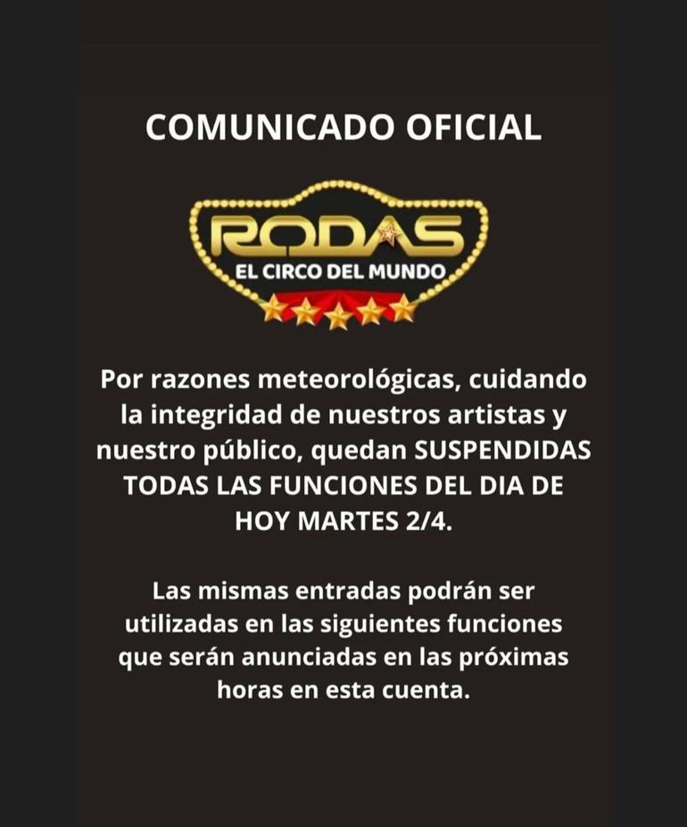 El Comunicado realizado por el circo. El Comunicado realizado por el circo.