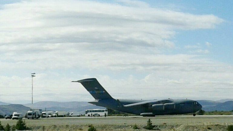 Un Boeing C-17 de la Fuerza Aérea estadounidense aterrizó ayer en Bariloche.