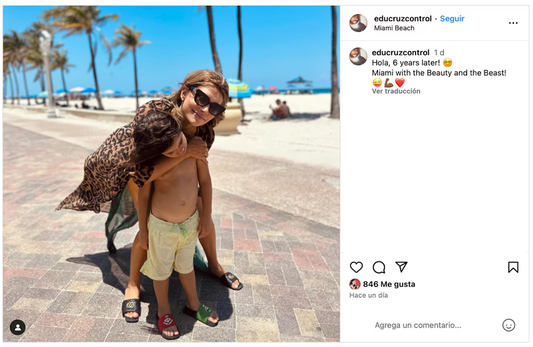 La foto que posteó Eduardo Cruz de Eva de Domici y su hijo. La foto que posteó Eduardo Cruz de Eva de Domici y su hijo.