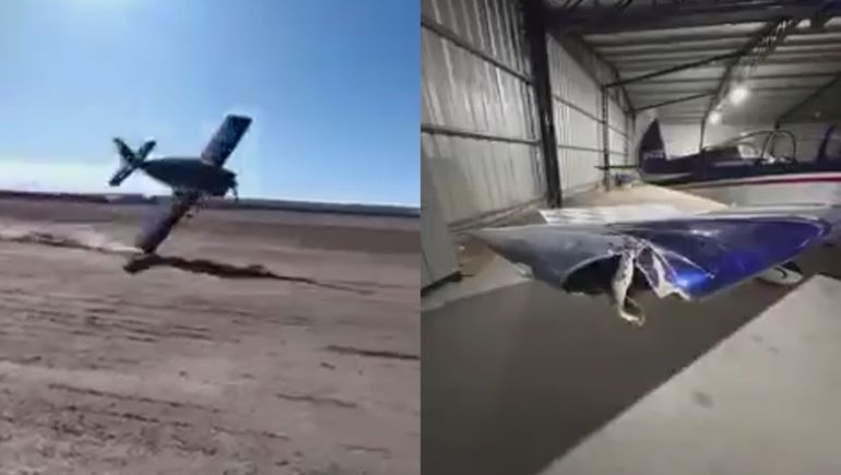 Así quedó la avioneta que rozó el suelo en el Show Aéreo de Allen