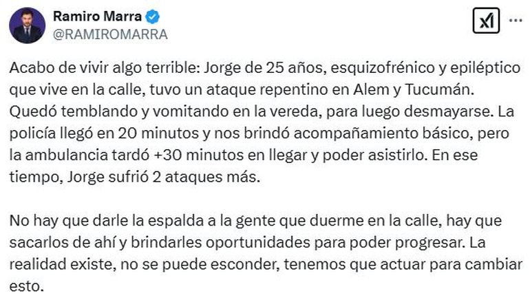 El posteo de Ramiro Marra, que generó un nuevo cruce con Juan Grabois. El posteo de Ramiro Marra, que generó un nuevo cruce con Juan Grabois.