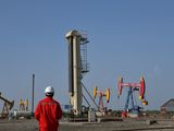 FOTO DE ARCHIVO. Trabajadores cerca de bombas de extracción en un campo petrolífero de China National Petroleum Corp (CNPC) en Bayingol, Región Autónoma Uigur de Xinjiang, China. 7 de agosto de 2019.