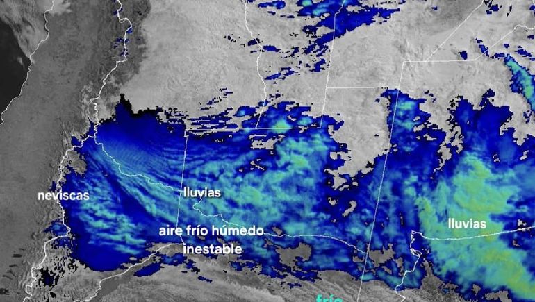 Alerta por tormentas en Neuquén. La imagen del frío húmedo y la probabilidad de lloviznas.