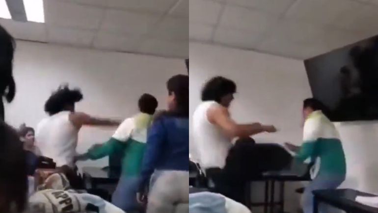 Un estudiante le dio una brutal golpiza a su profesor universitario en medio del aula en México.