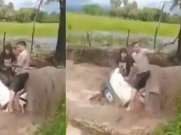 El episodio tuvo lugar luego de que se inundara la zona y la corriente tape el vehículo en el que circulaban. El episodio tuvo lugar luego de que se inundara la zona y la corriente tape el vehículo en el que circulaban.