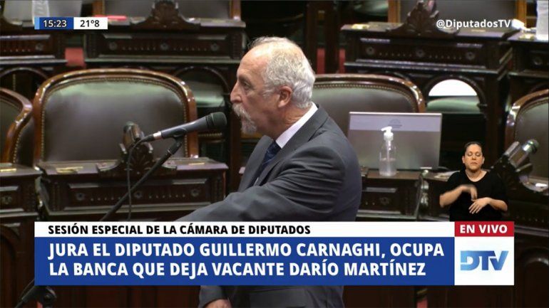 Diputados aceptó la renuncia de Martínez y asumió Carnaghi