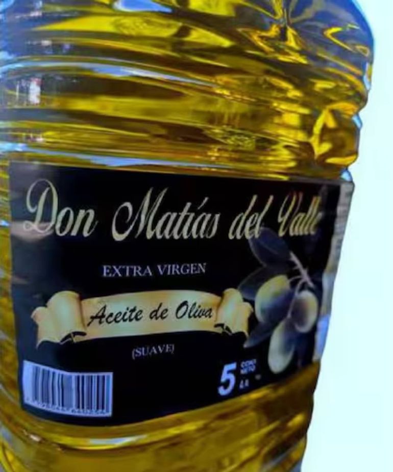 La ANMAT prohibi&oacute; el aceite de oliva extra virgen suave marca "Don Mat&iacute;as del Valle" por no cumplir con la normativa alimentaria vigente. Foto: Google.