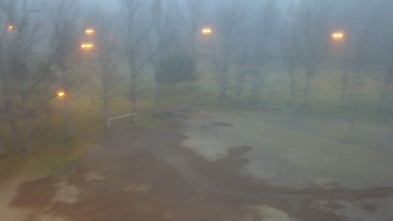 La intensa niebla, desde el drone