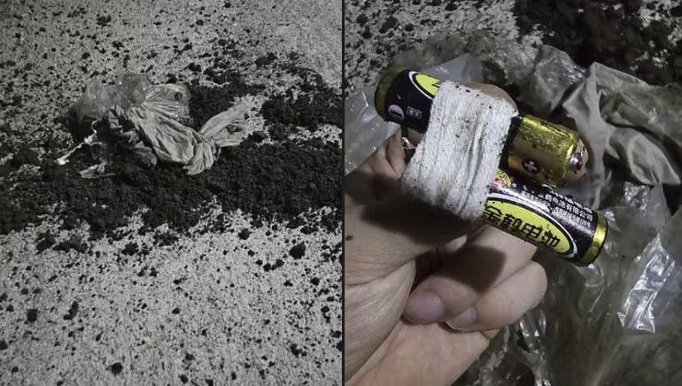 Desperdicios y pilas en los globos enviados por Corea del Norte. Desperdicios y pilas en los globos enviados por Corea del Norte.