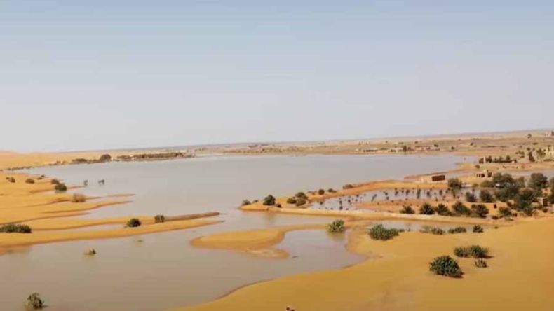 Las imágenes de las raras inundaciones en el desierto del Sahara que no ocurrían desde hace 50 años