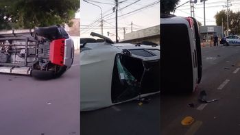 fuertisimo vuelco de una camioneta en una importante esquina del bajo neuquino fuertisimo vuelco de una camioneta en una importante esquina del bajo neuquino