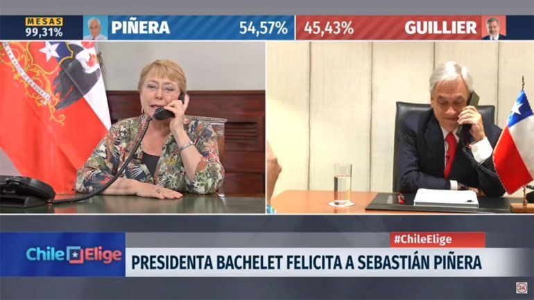 Por cadena nacional, Bachelet felicitó a Piñera